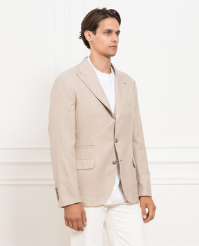 Brunello Cucinelli Светло-бежевый блейзер из кашемира MR4407BFDD