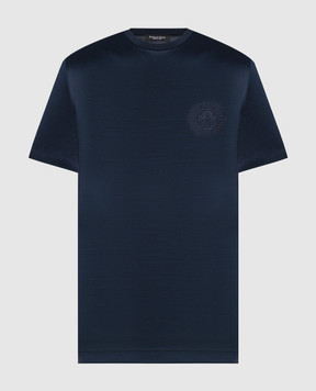 Stefano Ricci Синя футболка з вишивкою емблеми логотипа K111025G10T24160