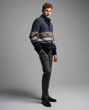 Brunello Cucinelli Синий кардиган с кашемиром в узор. M22300216