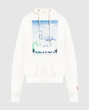 Heron Preston White hoodie with branded print HWBB024S23JER003