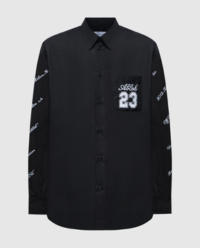 Off-White Черная рубашка с вышивкой 23 Logo OMGE004S24FAB002