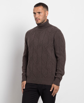 Cashmere&Whiskey Коричневый свитер из кашемира в фактурный узор. MU8821305341LO
