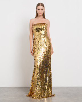 Carolina Herrera Золота сукня максі з паєтками. R2211N715SQH