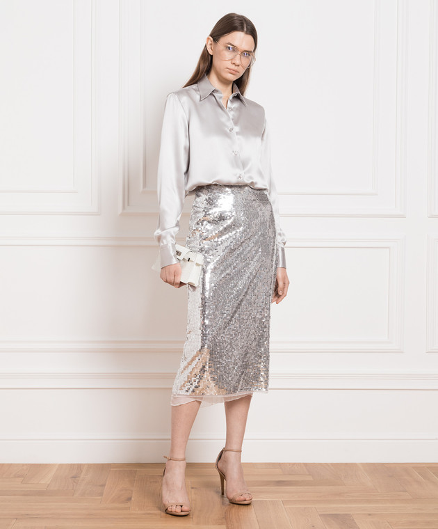 Ermanno Scervino Silver skirt with sequins D422O707YOT image 2
