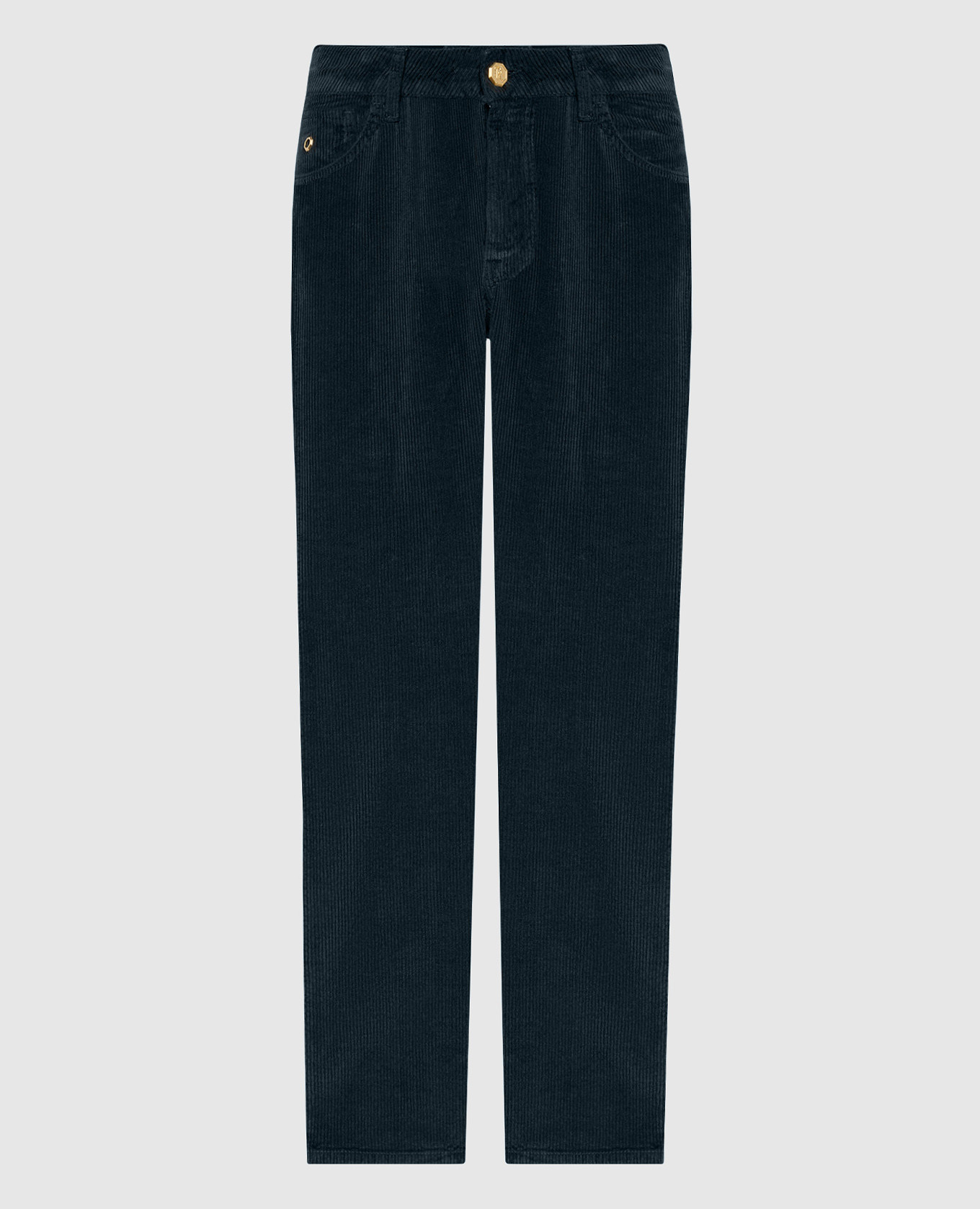 Gray corduroy trousers with logo