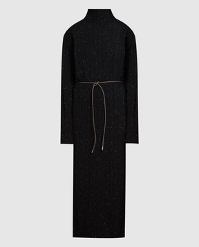 Peserico Черное платье из шерсти, шелка и кашемира с люрексом. S92216F07A09095