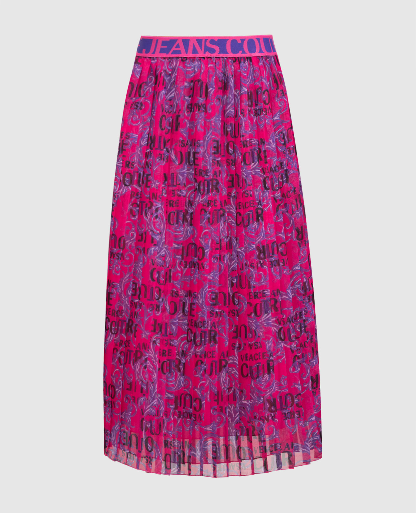 

Розовая юбка-плиссе в принт Logo Couture, Розовый, Юбки-а-силуэта