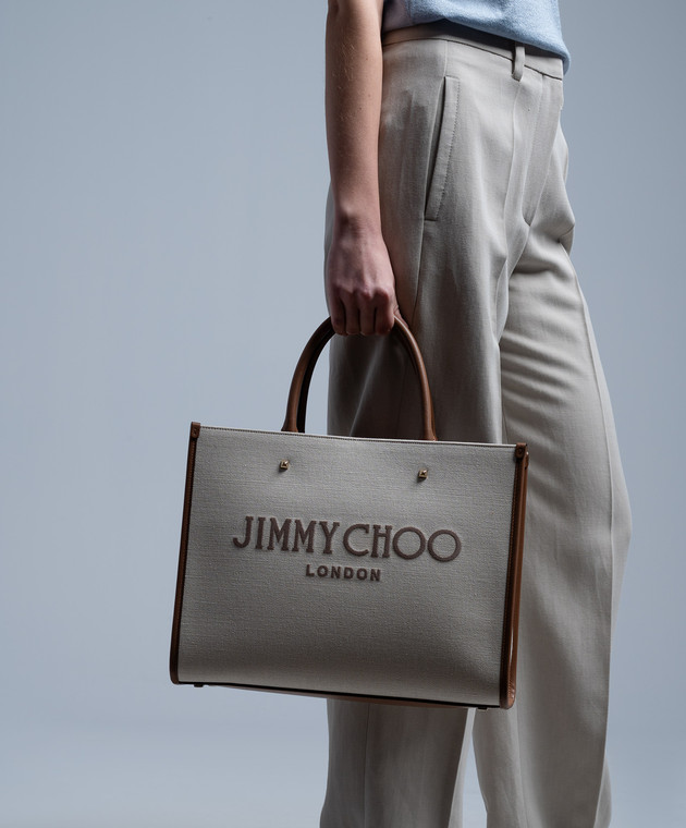 Jimmy Choo Бежевая комбинированная сумка-тоут Avenue M Tote AVENUEMTOTELJJ изображение 2