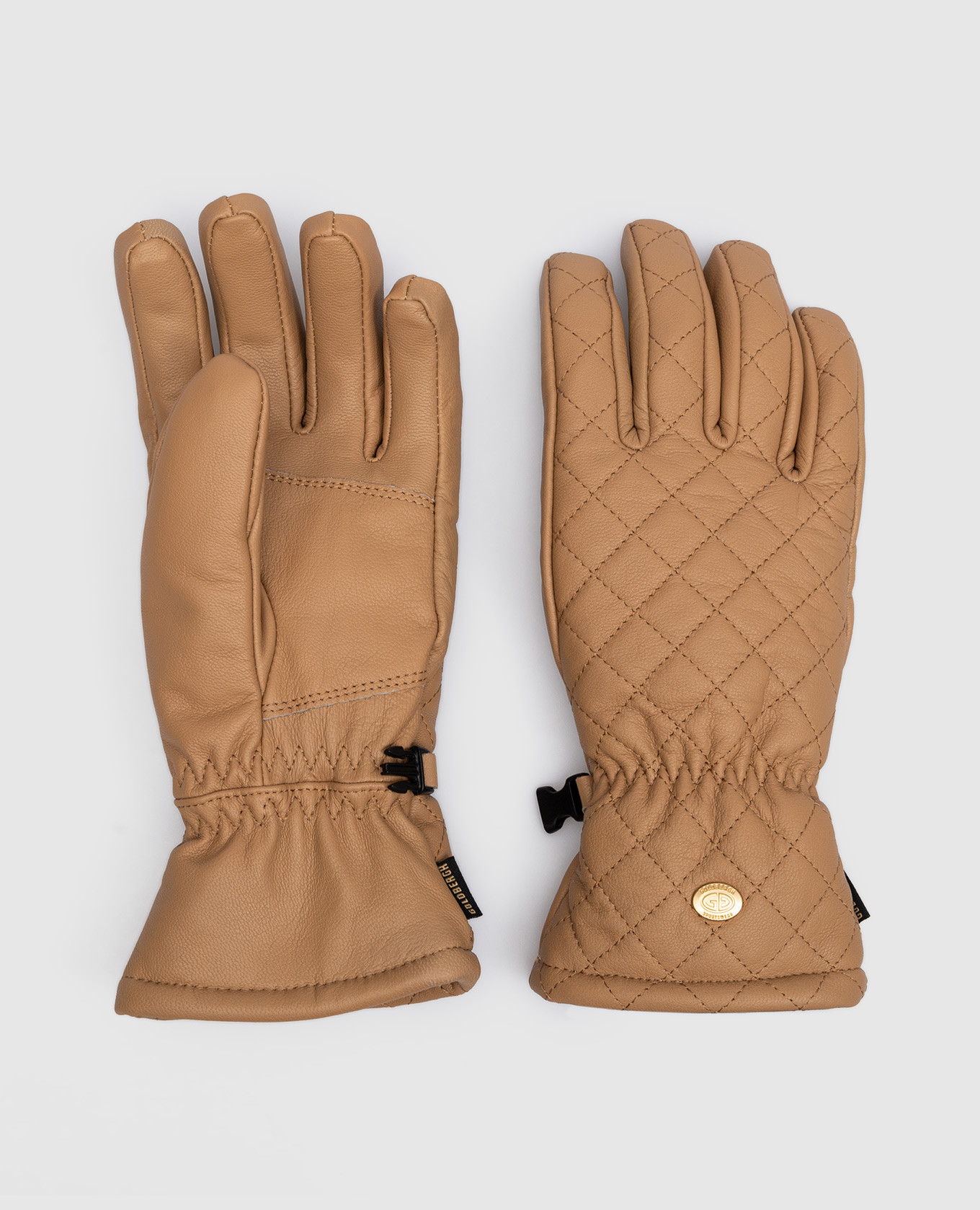 Коричневые кожаные стеганные перчатки Nishi