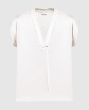 Peserico Сіра блуза із шовку з ланцюжком моніль S0681102372