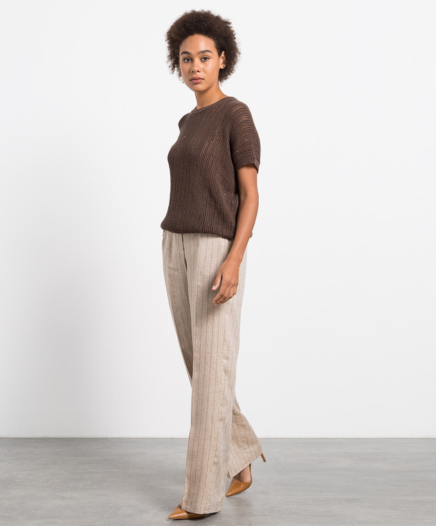 Bohemian Trousers in a Light Brown 100% Traceable Italian Linen by Albini |  Garmentory