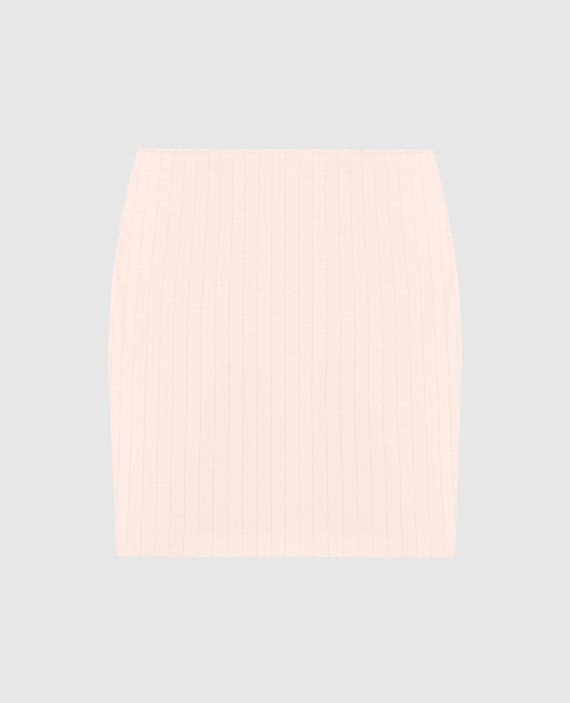 Beige mini skirt with striped wool