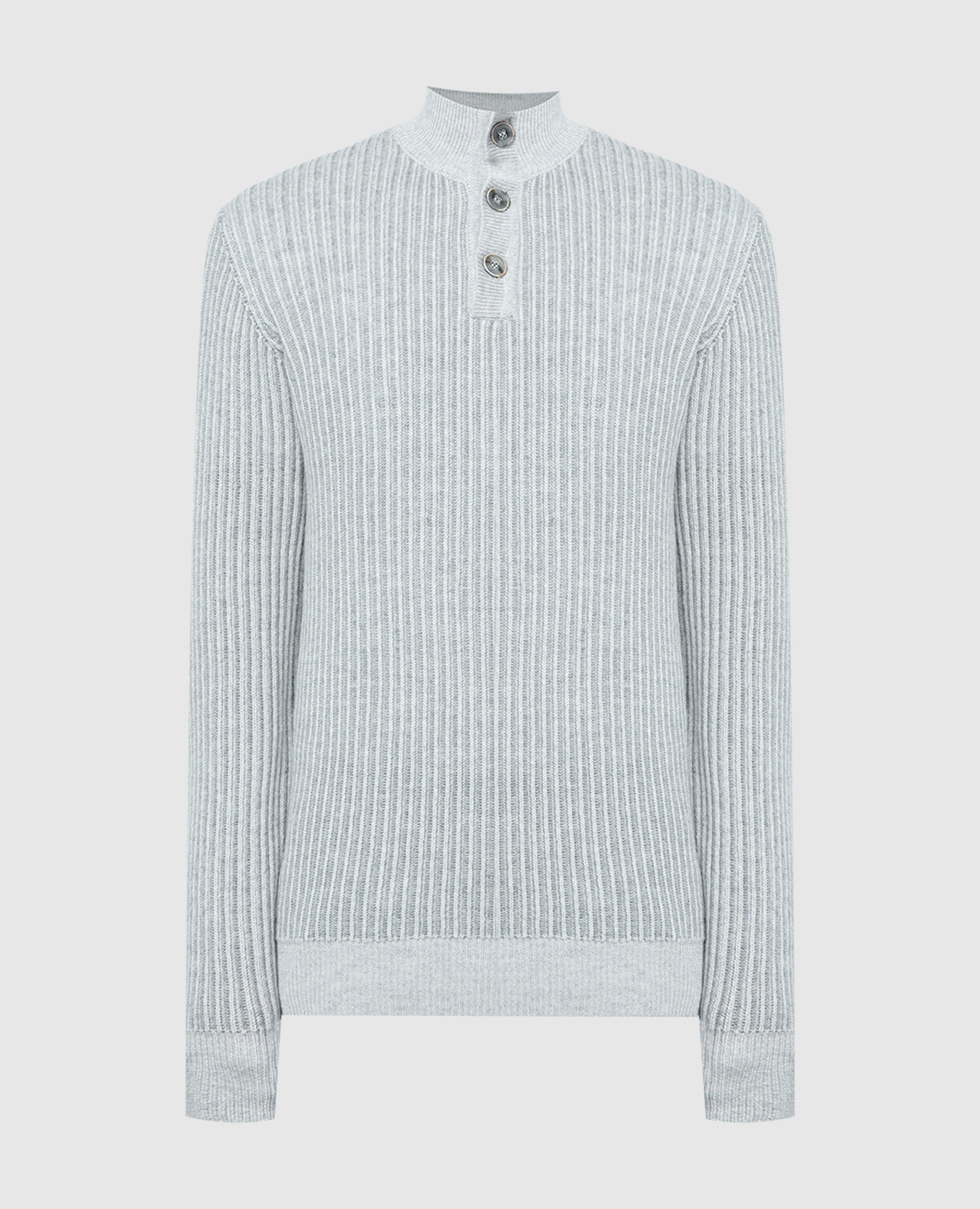 Gray striped wool and cashmere jumper