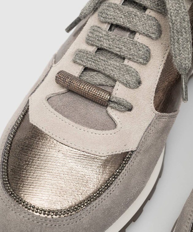 Peserico Gray combination sneakers with monil chain S39577C0R09401 image 6