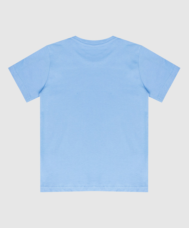 Moncler ENFANT Дитяча блакитна футболка з принтом логотипу 8C00012839071214 зображення 2