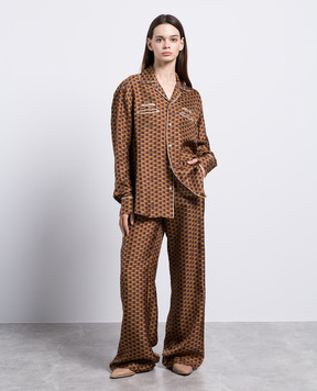 Bally Коричнева блуза із шовку у візерунок Pennant M5BAA12FSE085
