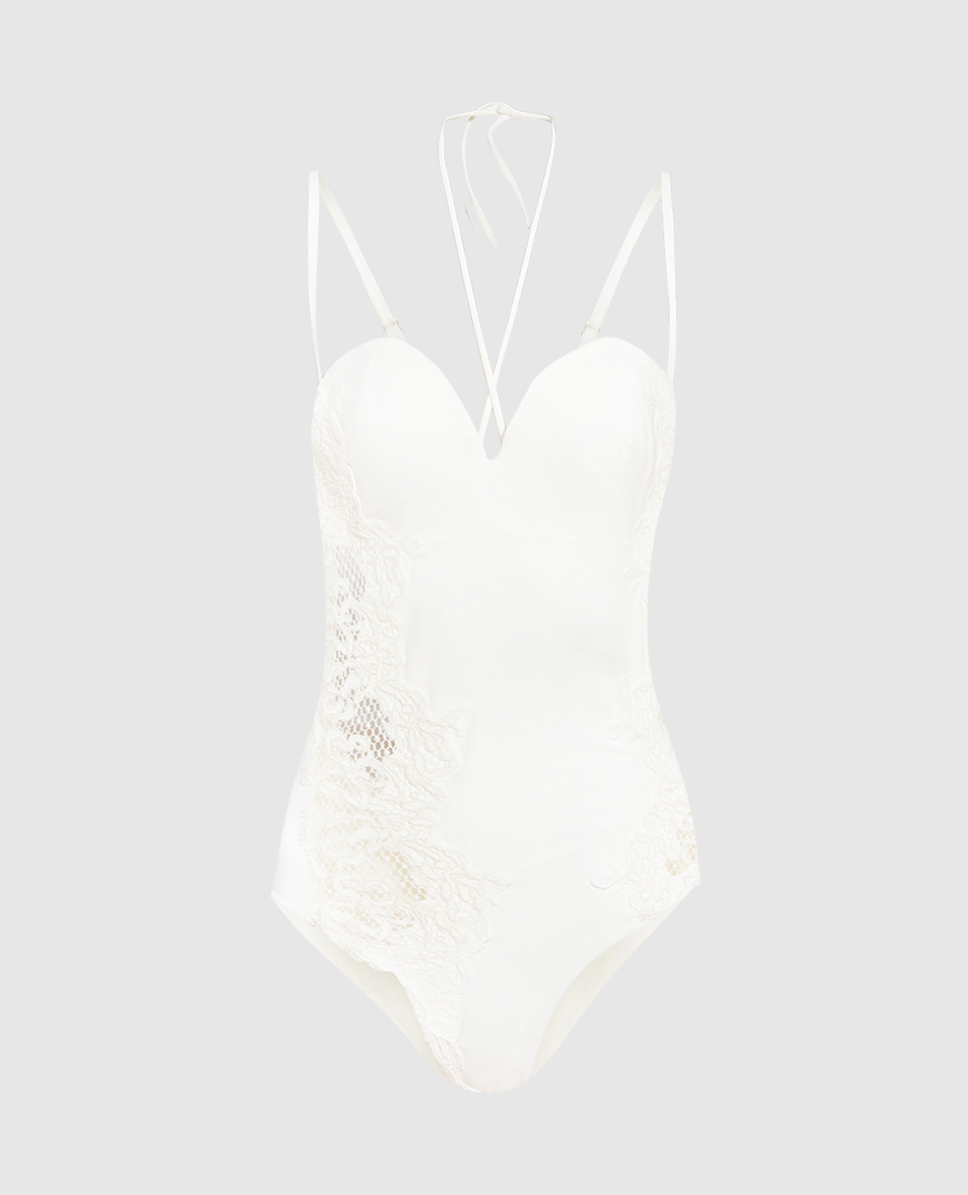 White swimsuit with lace