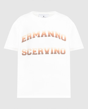 Ermanno Scervino Белая футболка с фактурным логотипом D425L327RSAFBC