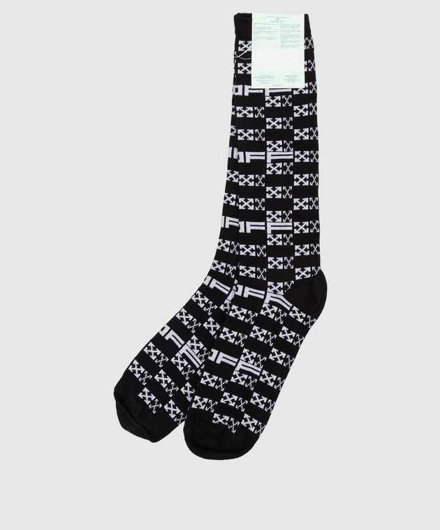 Off-White Чорні шкарпетки в контрастний принт логотипу OMRA048S22KNI002 зображення 2
