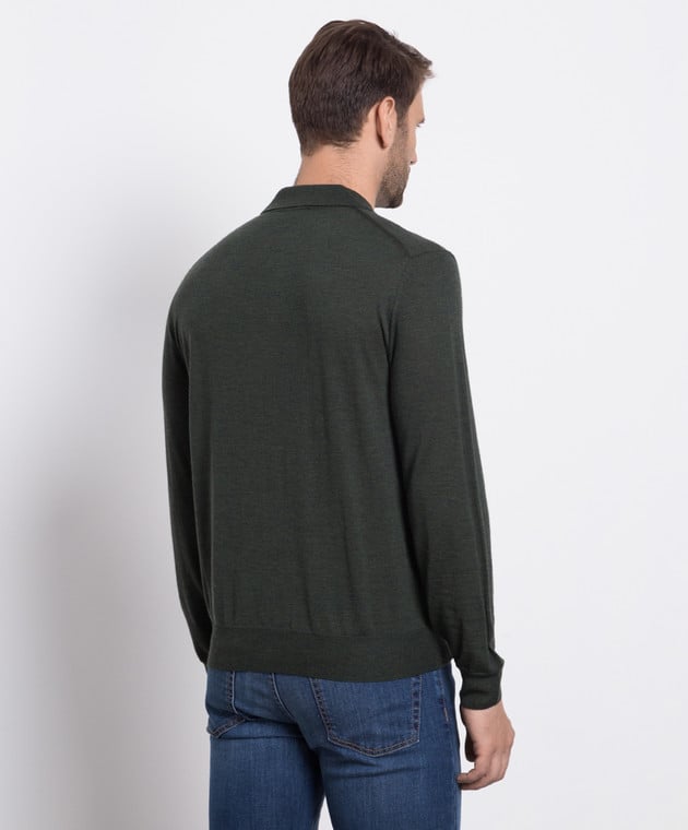 Canali Green wool polo shirt MK00077C0017 image 4