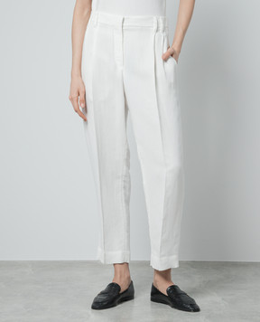 Brunello Cucinelli Білі штани з льоном з ланцюжком моніль MH126P8292