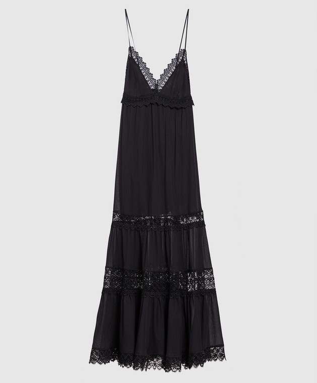 Charo Ruiz Чорне плаття максі з мереживом 221621