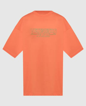 Vetements Оранжевая футболка с принтом логотипа UE54TR330O