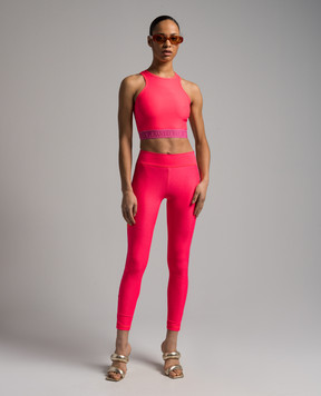 Versace Jeans Couture Рожеві легінси з брендованими лампасами 76HAC114J0128