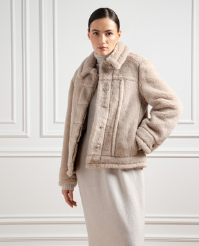 Max Mara Бежевая куртка Teddino из шерсти и шелка TEDDINO