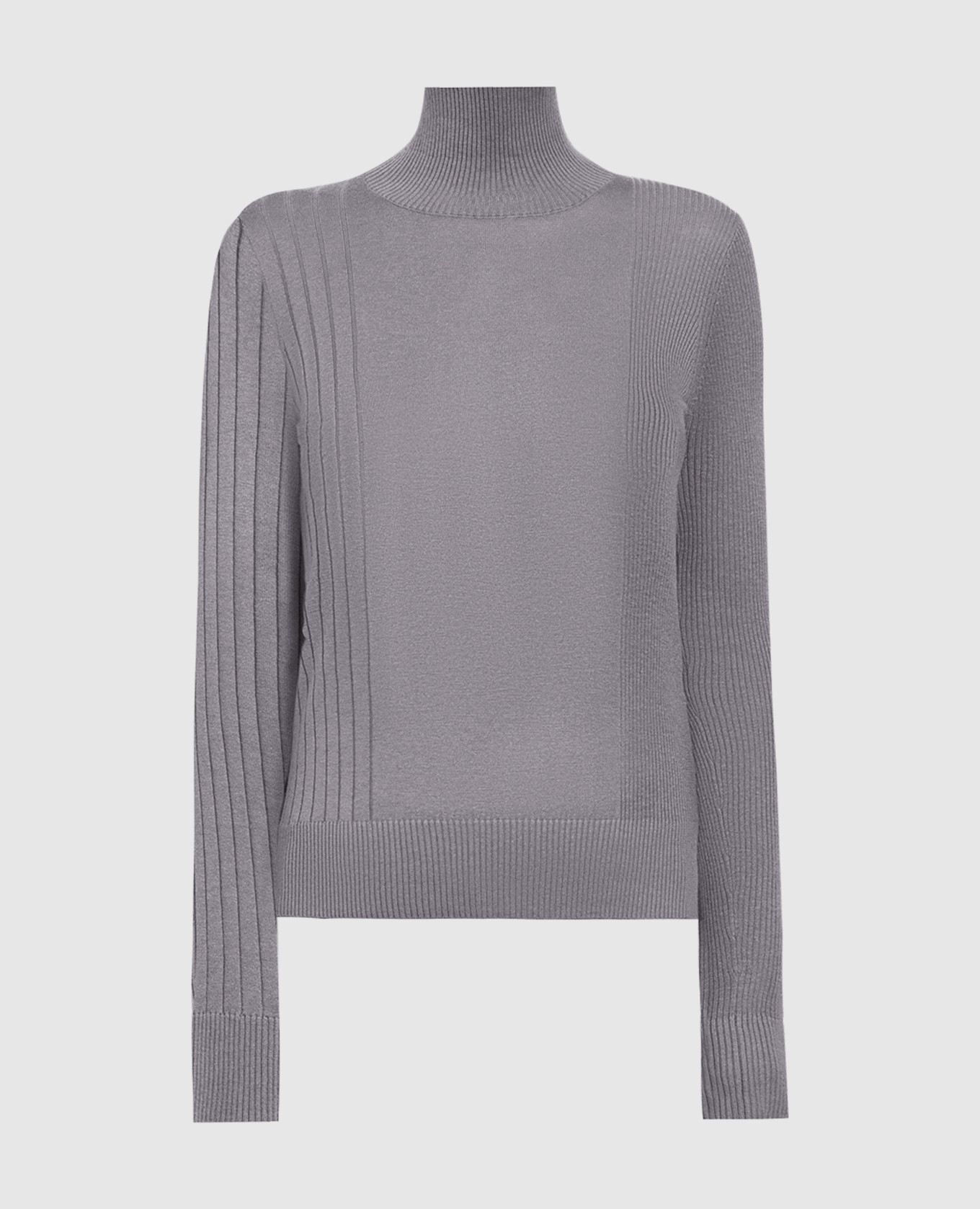 

Серый гольф из шелка и шерсти в рубчик, Свитера