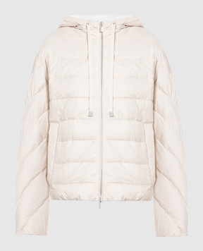Peserico Beige down jacket with monil chain S2445806957