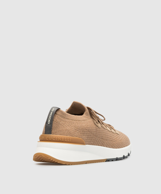 Brunello Cucinelli Коричневые кроссовки из шерсти MZUWLSO253 изображение 3