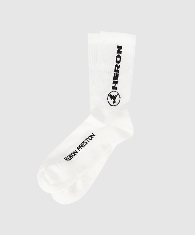 Heron Preston White socks with contrast logo print HWRA008S22KNI002 image 2