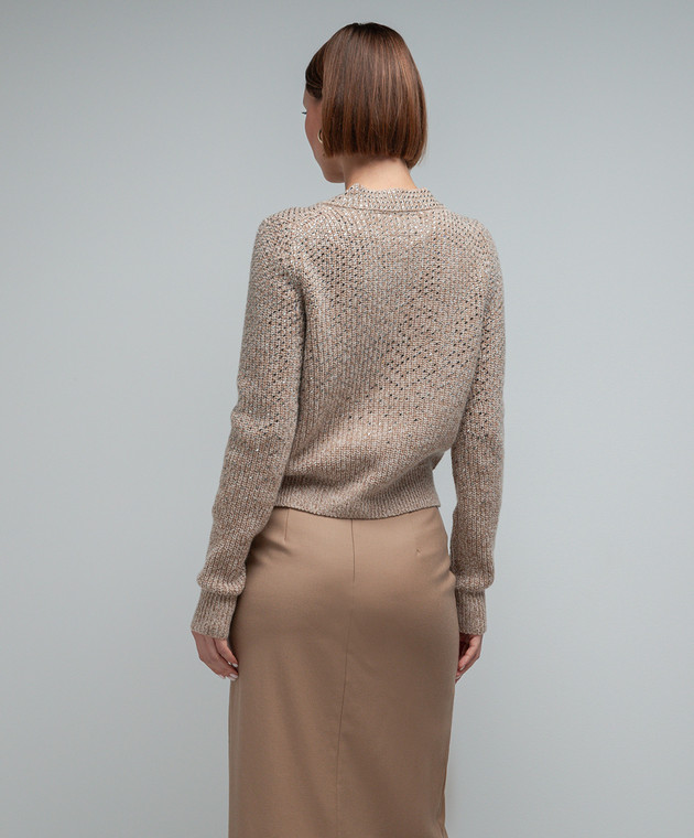 Ermanno Scervino Brown wool and cashmere pullover with crystals D435M714CTBSB image 4