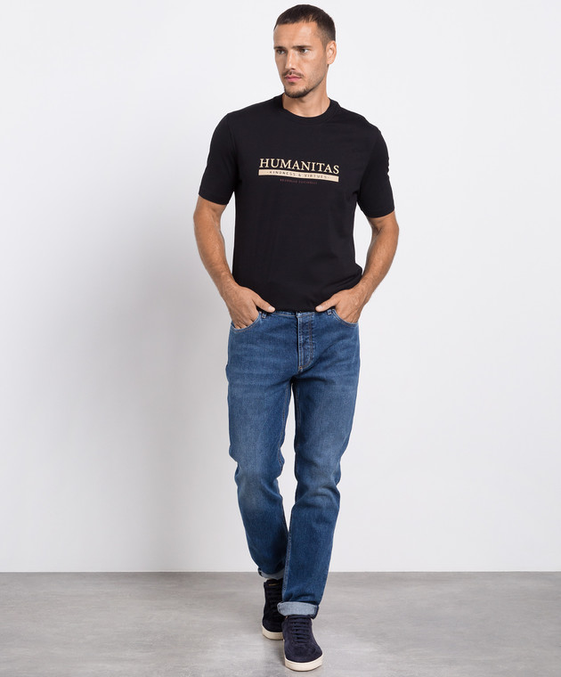 Brunello Cucinelli Черная футболка с принтом логотипа M0T718462 изображение 2