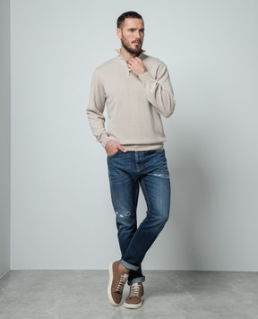 Cashmere&Whiskey Бежевий джемпер з кашеміру з блискавкою 357N