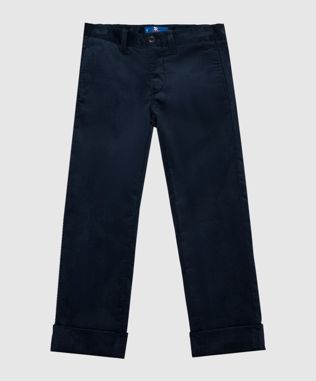 Stefano Ricci Children's blue corduroy pants with logo YUT6400030GF0001