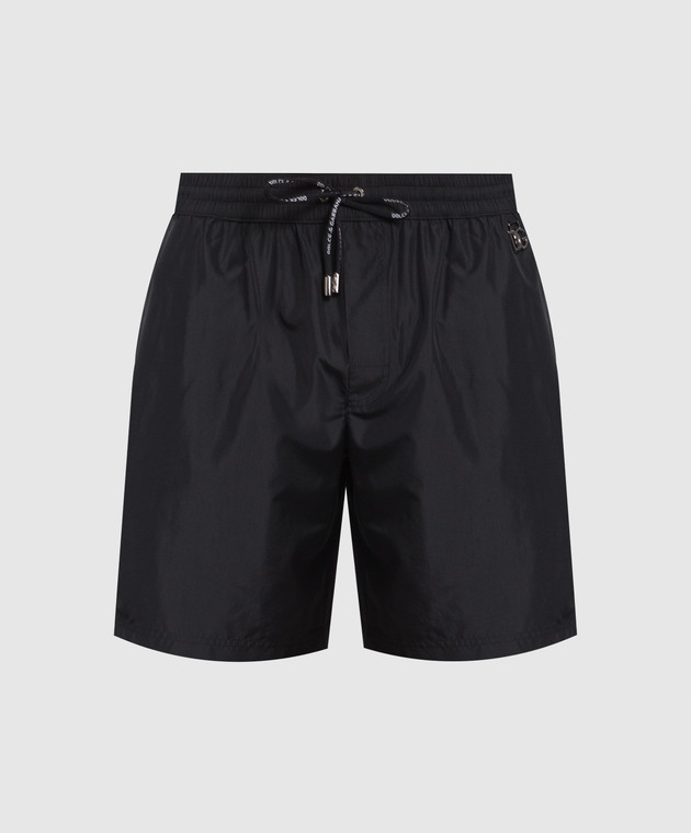 Dolce&Gabbana Black swim shorts with metallic DG logo M4E27TFUSFW