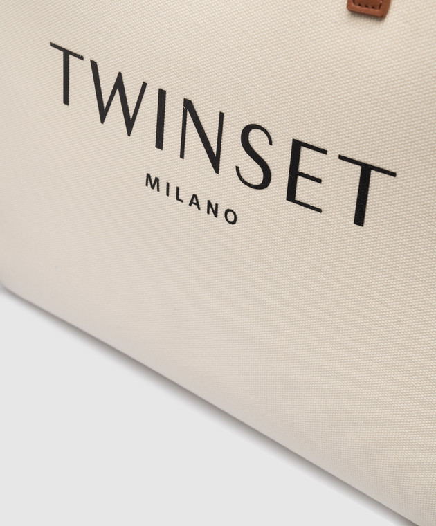 Twinset Біла сумка-тоут з принтом логотипу 231TD8047 зображення 5