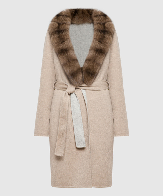 Fabio Gavazzi Brown two-way cashmere coat with sable fur C1370PIOR
