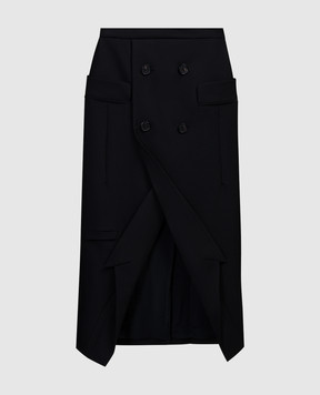 Alexander McQueen Черная юбка из шерсти в виде перевернутого жакета 769017QJACX