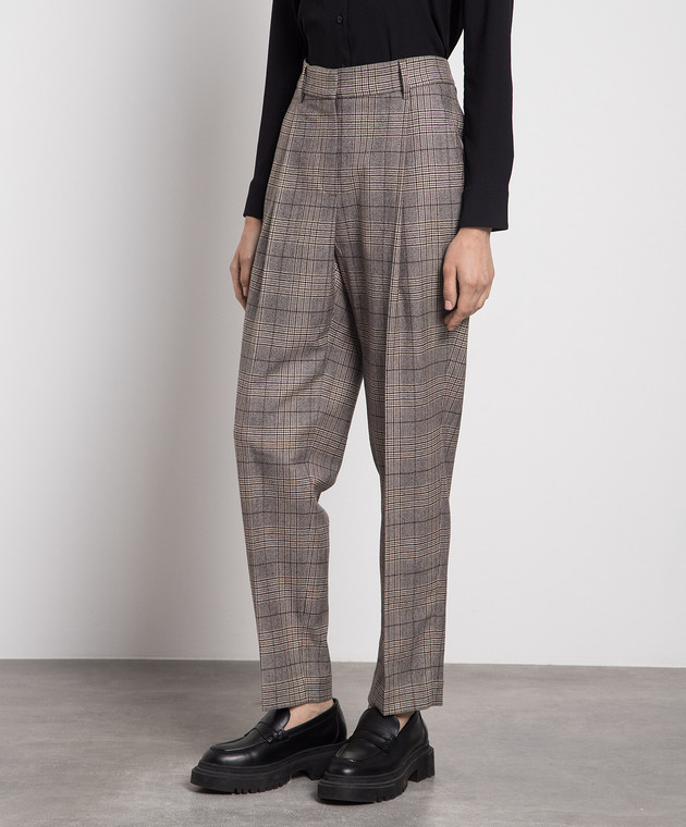 Brunello Cucinelli Brown checked pants with a monil chain MP537P8422 image 3