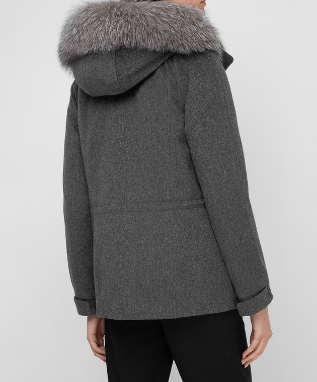 Loro Piana Серая парка из кашемира с мехом лисы FAF8086 изображение 4