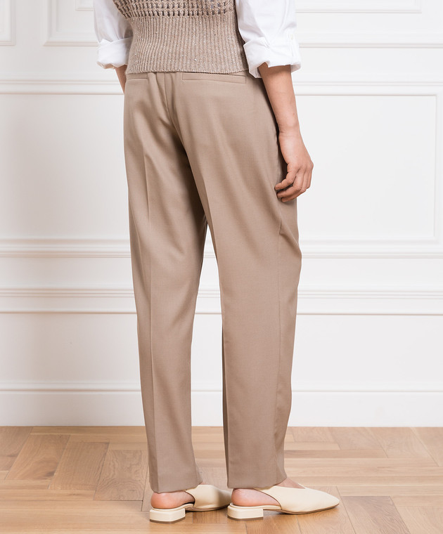 Brunello Cucinelli Brown wool trousers with monil chain MP549P8362 image 4
