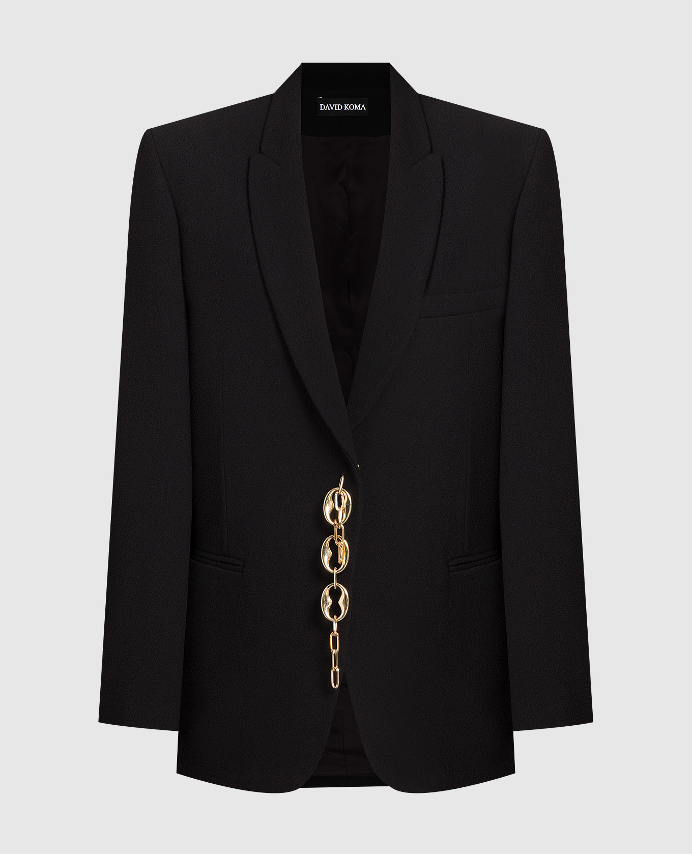 Black woolen jacket with a chain