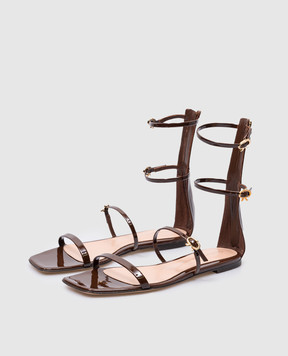 Gianvito Rossi Коричневі шкіряні сандалі Ribbon Downtown G6171505CUOVER