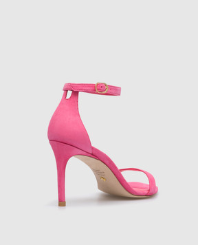 Stuart Weitzman Розовые замшевые босоножки Nunakedcurve 85 SE134