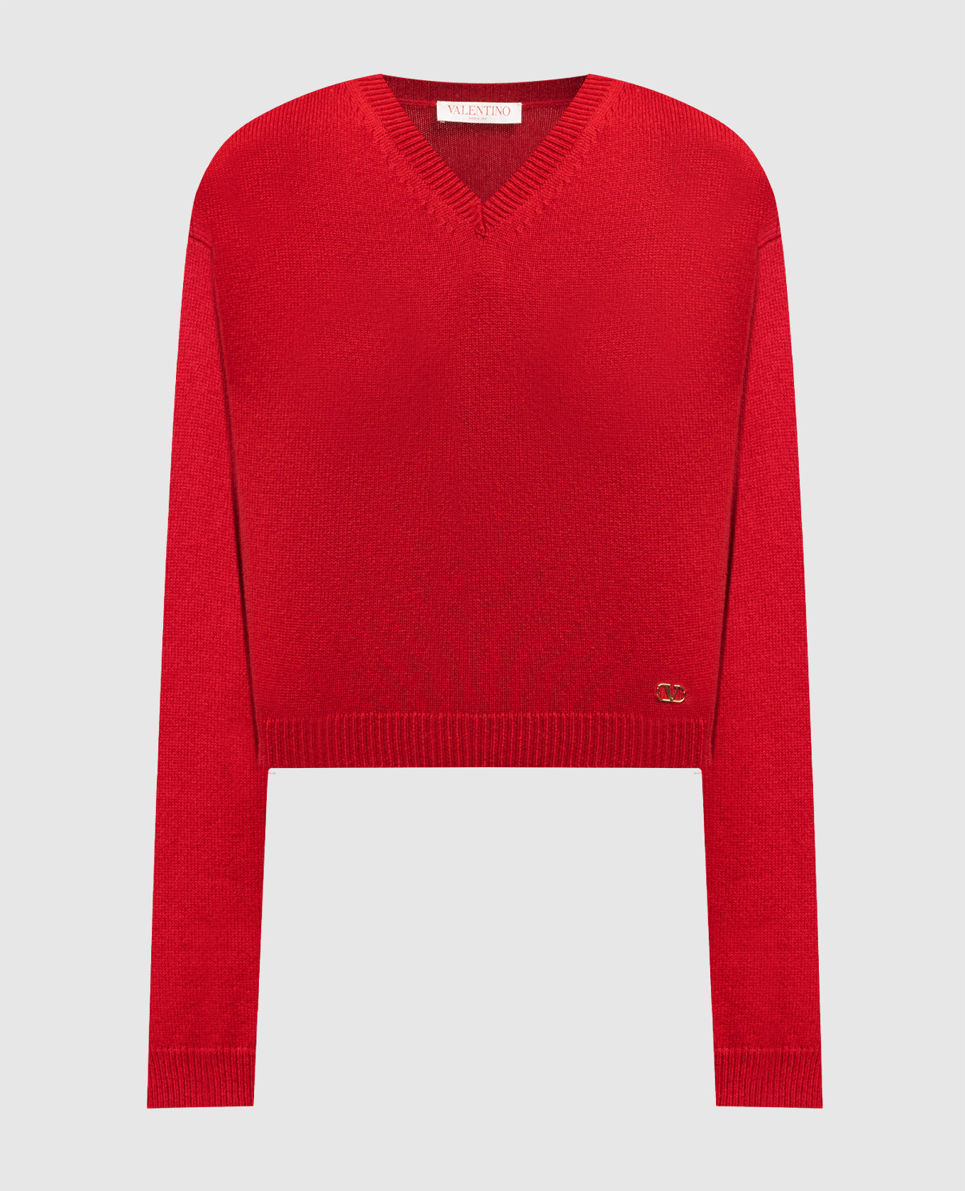 Красный пуловер из кашемира с логотипом VLOGO
