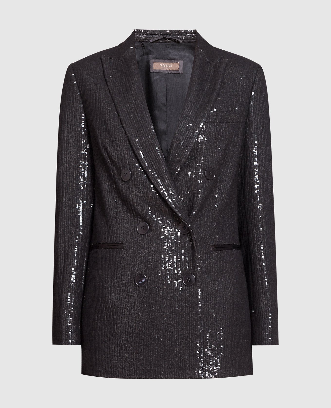 Black double-breasted jacket with sequins