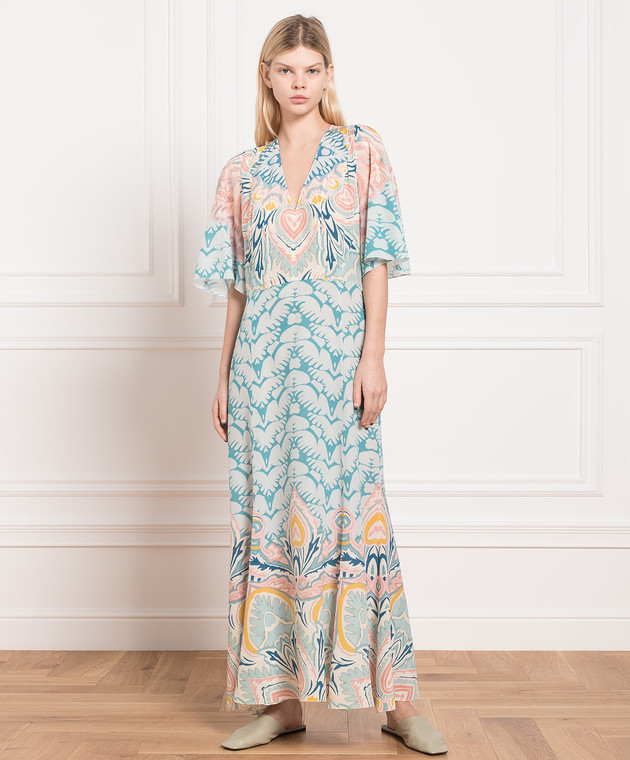 Etro Blue maxi dress made of silk in an abstract print D123474510 изображение 2